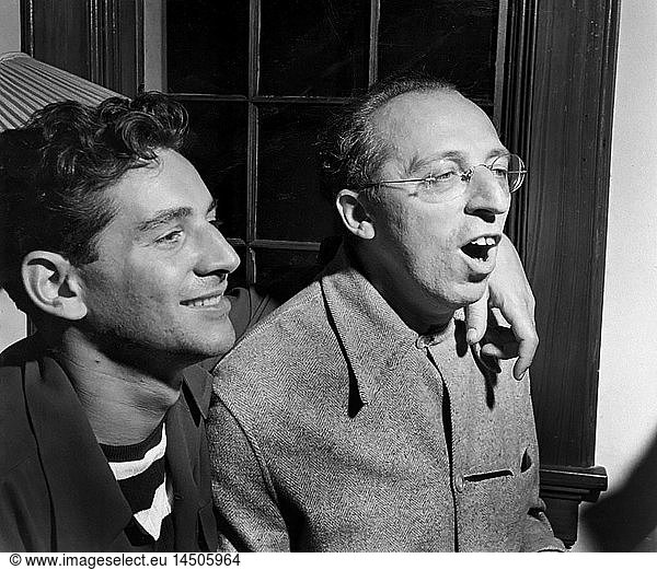 Composers Leonard Bernstein and Aaron Copland  Bernardsville  New Jersey  USA  August 1945