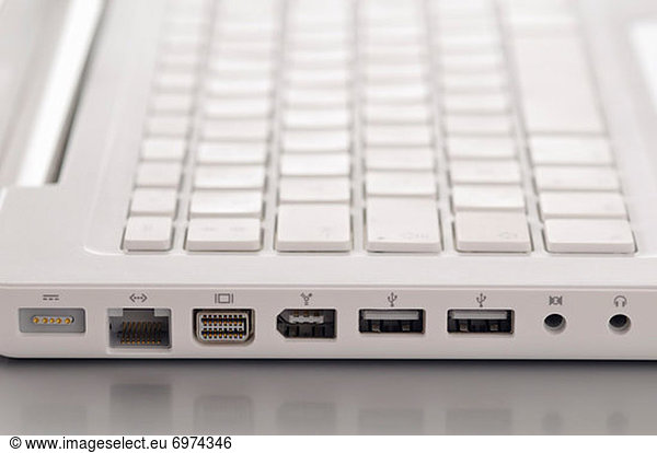 Computer Keyboard Showing Cable Ports