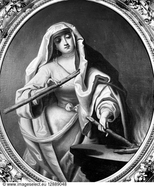 COMTESSE DU BARRY (c1746-1793). Mistress of King Louis XV of France. 'La Comtesse du Barry as a Vestal Virgin ' French oil painting  mid 18th century.