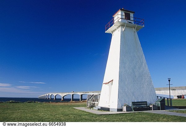 Confederation Bridge And Amherst Point Lighthouse  Prince Edward Island  Canada