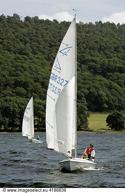 Coniston  GBR  21. Aug. 2005 - Sailing boat on Coniston Water in the Lake District.