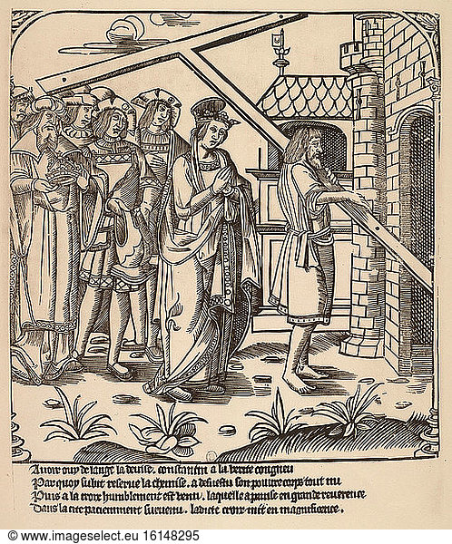 Constantine I and Holy Cross / Woodcut