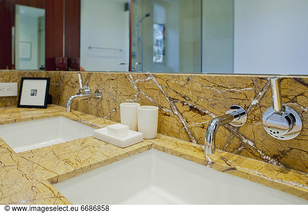 Contemporary Bathroom with Double Sinks