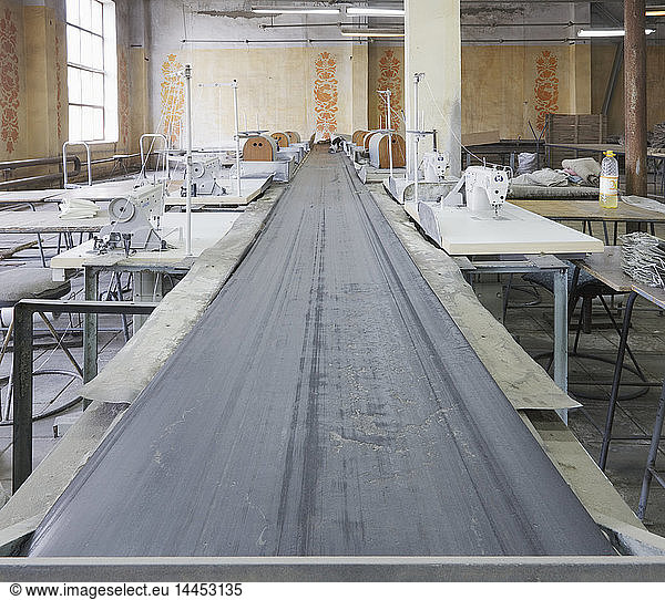 Conveyor belt in textile factory
