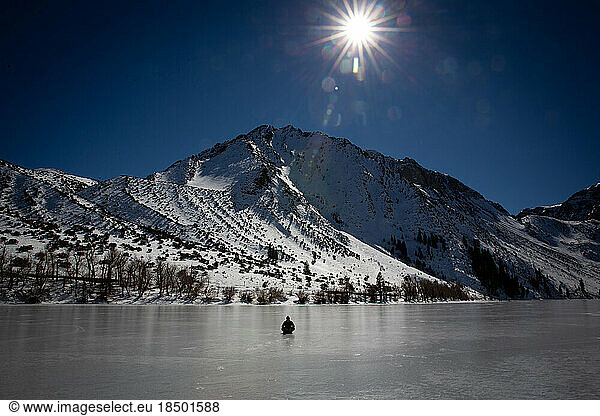 Convict Lake frozen over in the winter