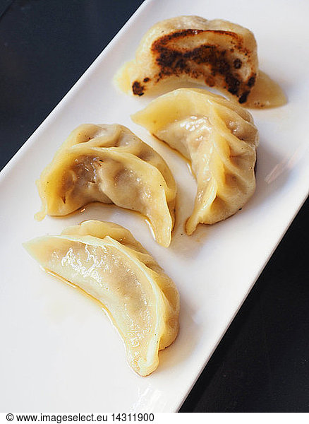 Cooked on the plate vegetables dumplings  Lombardy  Italy  Europe