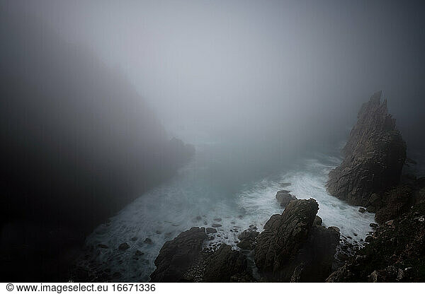 Cornish Mist Looking Down from Headland