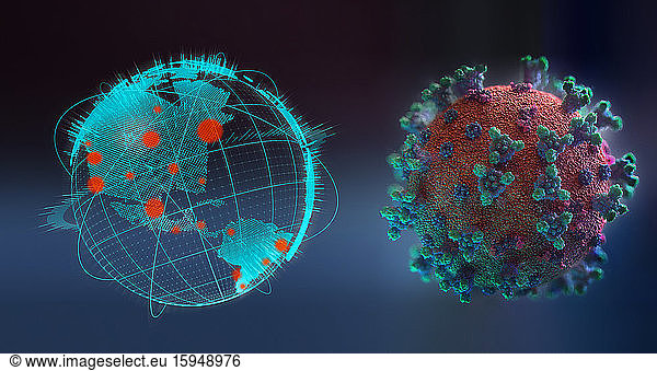Coronavirus next to pandemic outbreaks on globe