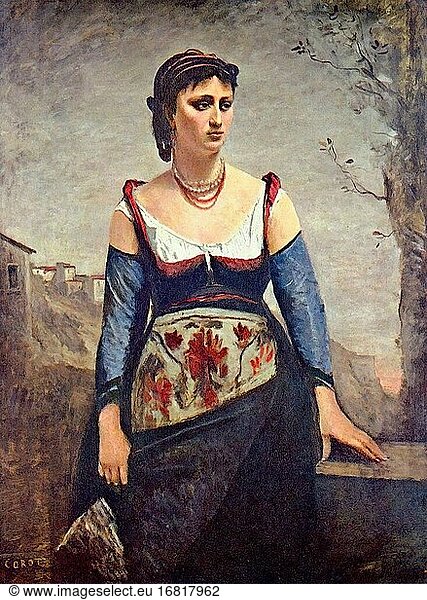 Corot Jean Baptiste Camille - Agostina - French School - 19th Century.