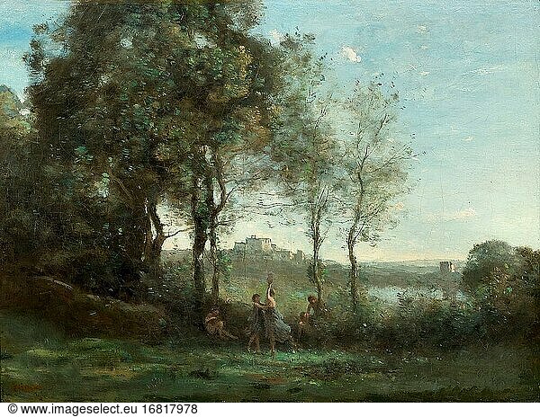 Corot Jean Baptiste Camille - Castelgandolfo 3 (Les Danseurs De Castelgandolfo) - French School - 19th Century.