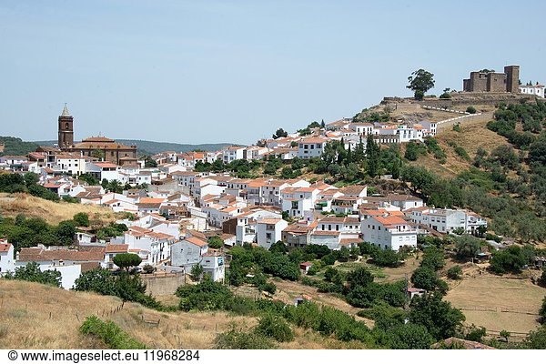 Cortegana  panoramic view. Huelva province  Andalucia  Spain.