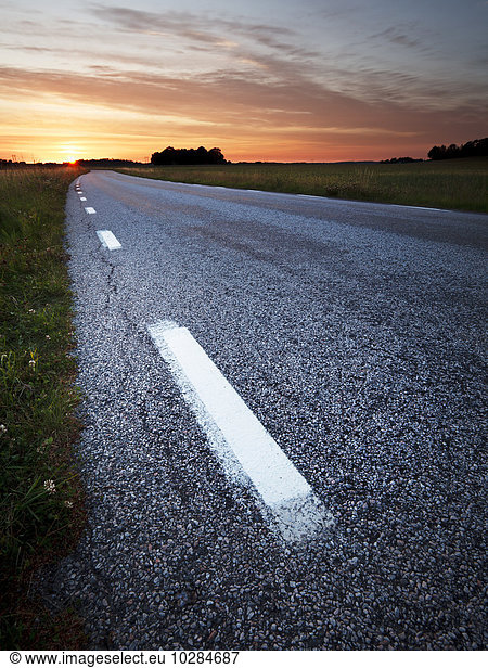 Country road at sunset