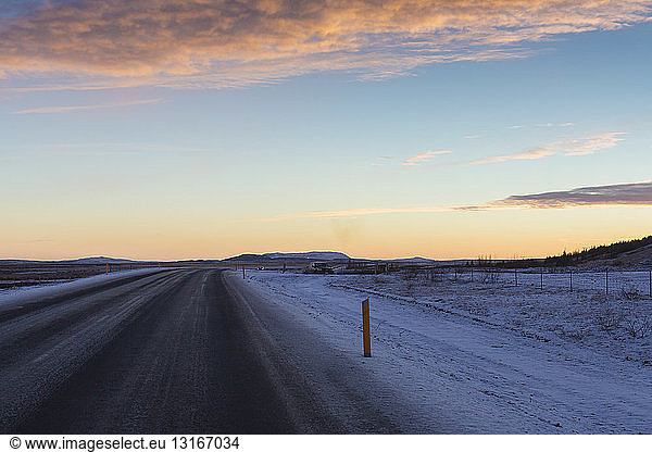 Country road at sunset  Iceland