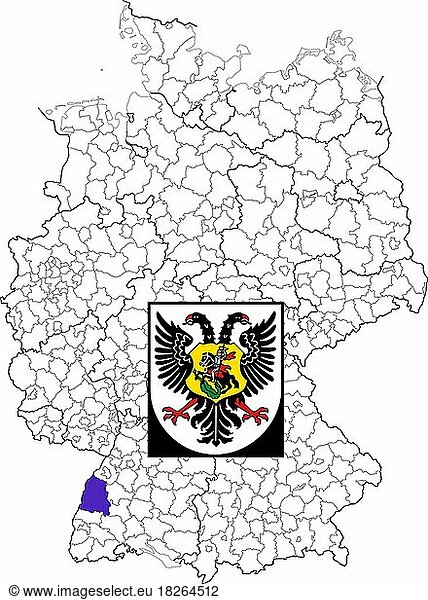 County Ortenaukreis in Baden-Württemberg  location of the county within Germany  coat of arms  with county coat of arms (editorial use only) (official emblem) (advertising use restricted by law)