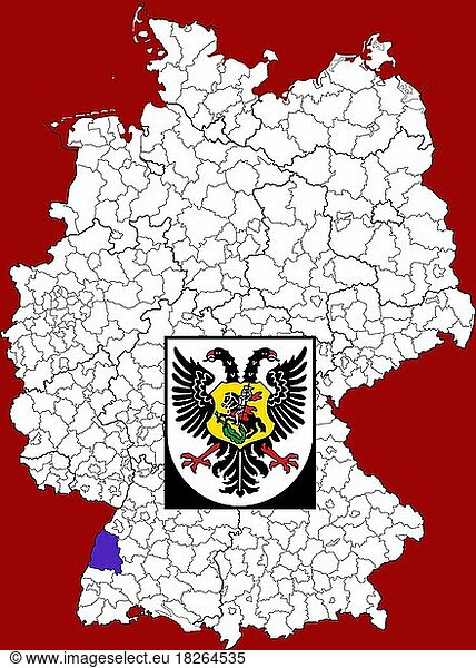 County Ortenaukreis in Baden-Württemberg  location of the county within Germany  coat of arms  with county coat of arms (editorial use only) (official emblem) (advertising use restricted by law)