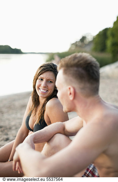 Couple enjoying together on beach
