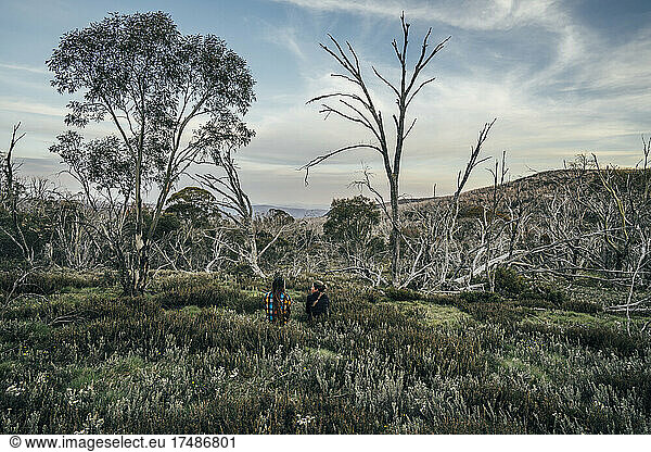 Couple exploring in remote Australia Bush