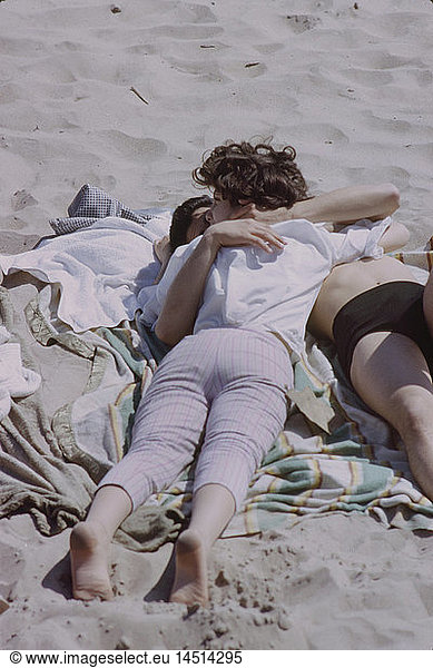 Couple on Beach  Coney Island  New York  USA  August 1961
