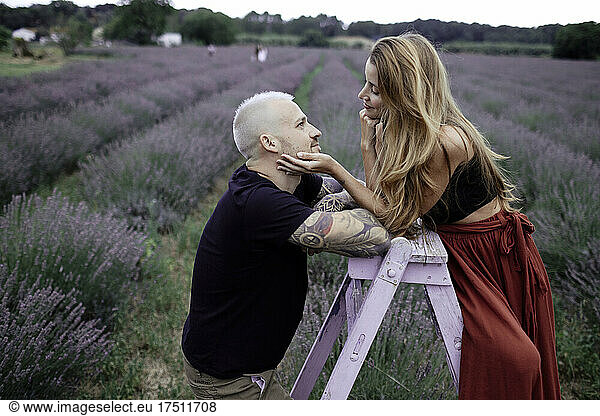 Couple on lavender field