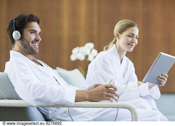 Couple relaxing at spa