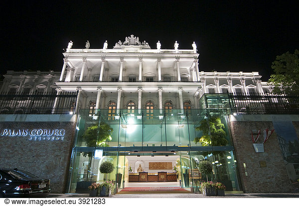 Courtyard  lobby  Hotel Palais Coburg by night  Vienna  Austria  Europe