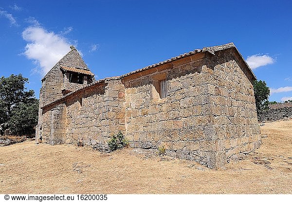 Cozcurrita,  Kirche Santa Maria Magdalena (romanisch,  13. Jahrhundert). Gemeinde Fariza,  Provinz Zamora,  Castilla y Leon,  Spanien.