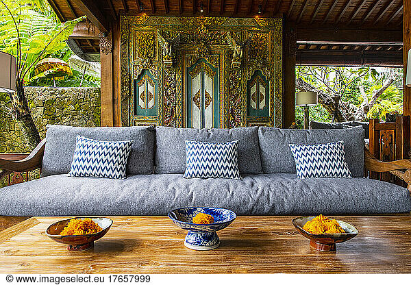 cozy sofa at luxury resort in Bali
