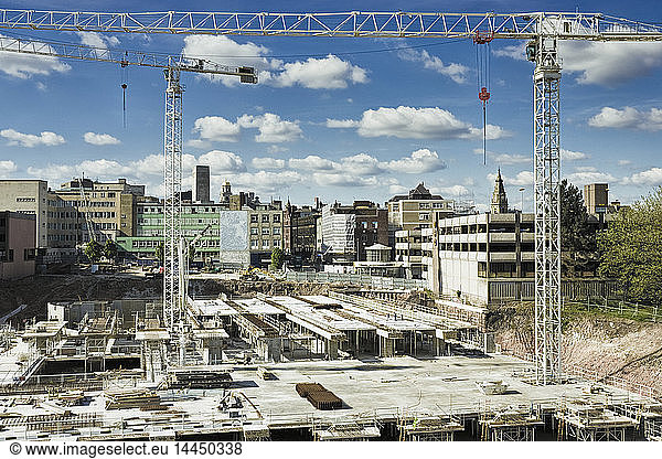Cranes over construction site