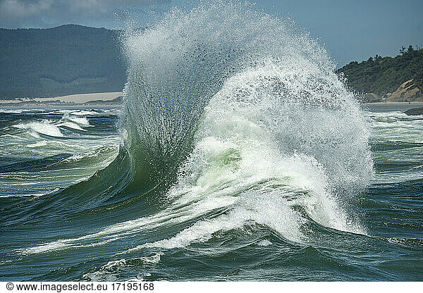 Crashing Waves on Oregon Coastline