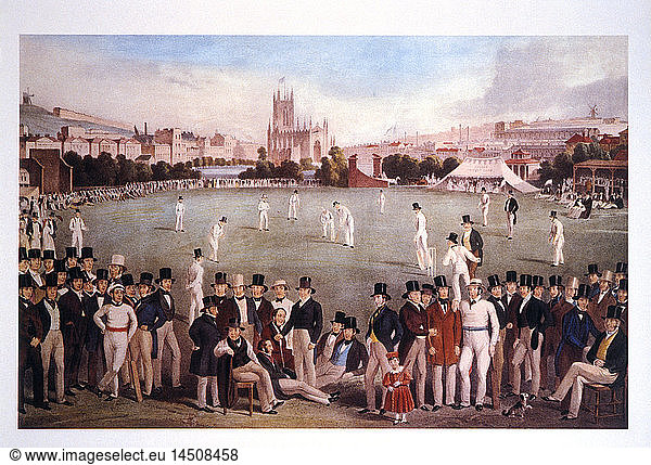 Cricket Match Between Sussex and Kent  England  Lithograph  1900
