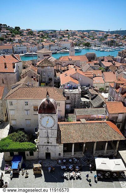 Croatia,  Dalmatia,  Dalmatian coast,  Trogir,  historical center listed as World Heritage by UNESCO,  view from the cathedral of St. Lawrence (Katedrala Sv. Lovre)