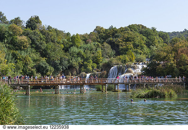 Croatia, Dalmatia, Sibenik, Krka National Park, waterfall