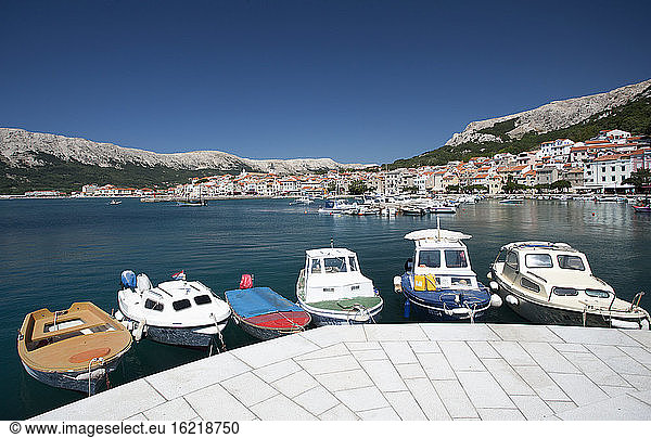 Croatia  View of moored boat at harbour in Krk island