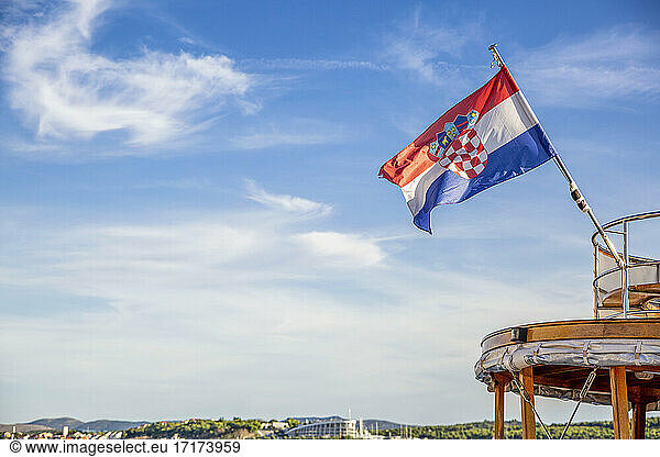 Croatian flag on boat