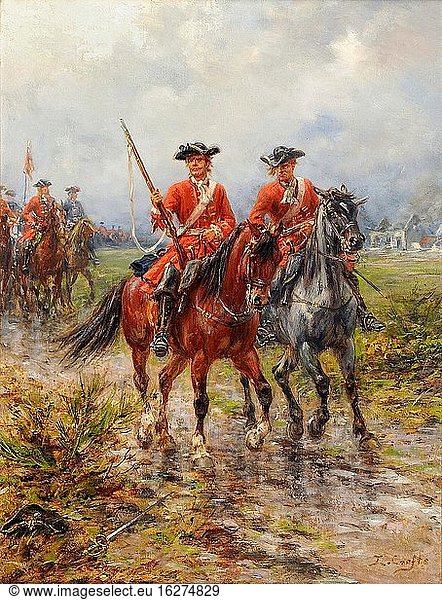 Crofts Ernest - Kavallerie auf einer Landstraße - Britische Schule - 19. Jahrhundert.