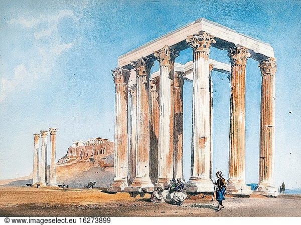 Cromek Thomas Hartley - Klassische Ruinen auf der Akropolis Griechenland - Britische Schule - 19. Jahrhundert.
