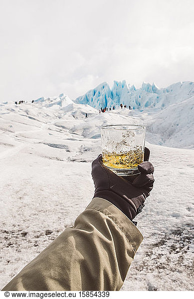 Crop discoverer with alcohol on glacier