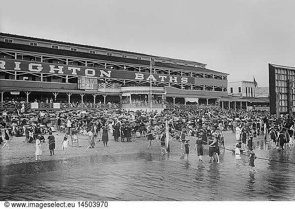 Crowd at Beach  Brighton Beach  New York  USA  Bain News Service  1915