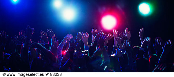 Crowd cheering at concert