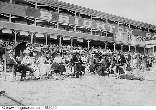 Crowd Relaxing at Beach  Brighton Beach  New York  USA  Bain News Service  1915