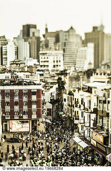 Crowds of people in Macau.