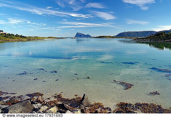 Crystal clear bays and sandy beaches on Sommarøy  summer  holiday  Troms og Finnmark  Norway  Europe