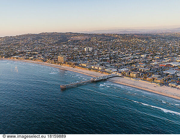 Crystal Pier Pacific Beach San Diego Ocean Blvd Luftaufnahme