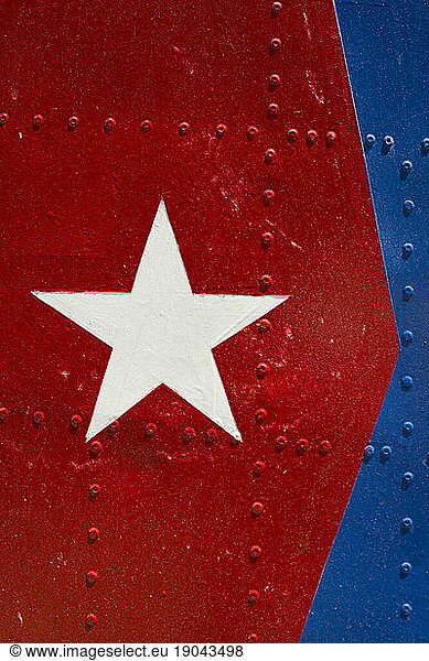 Cuban flag tail graphic detail on a Hawker Sea Fury F50 at the Museum of the Revolution. Old Havana  La Habana  Cuba