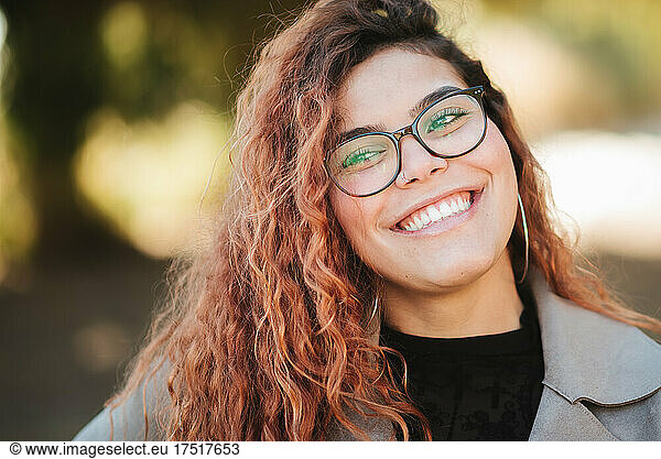 Cuban Latin Woman With Glasses Outdoors