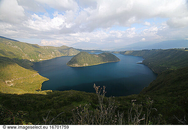 Cuicocha crater lake in Ecuador
