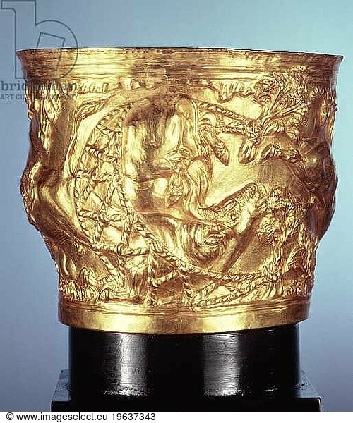 Cup  found in the royal tomb of Vaphio  Sparta  late Minoan I  c.1500 BC (gold)