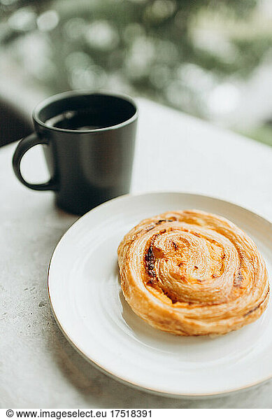 Cup Of Coffee With French Pastry