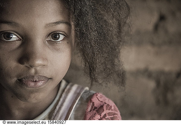 Cute Afro-Brazilian girl from quilombo Barra de Aroeira