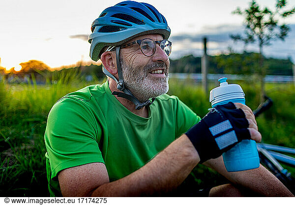 Cyclist with water bottle